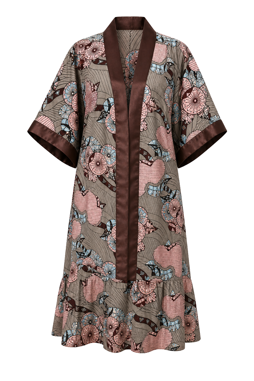 Kimono floral gris