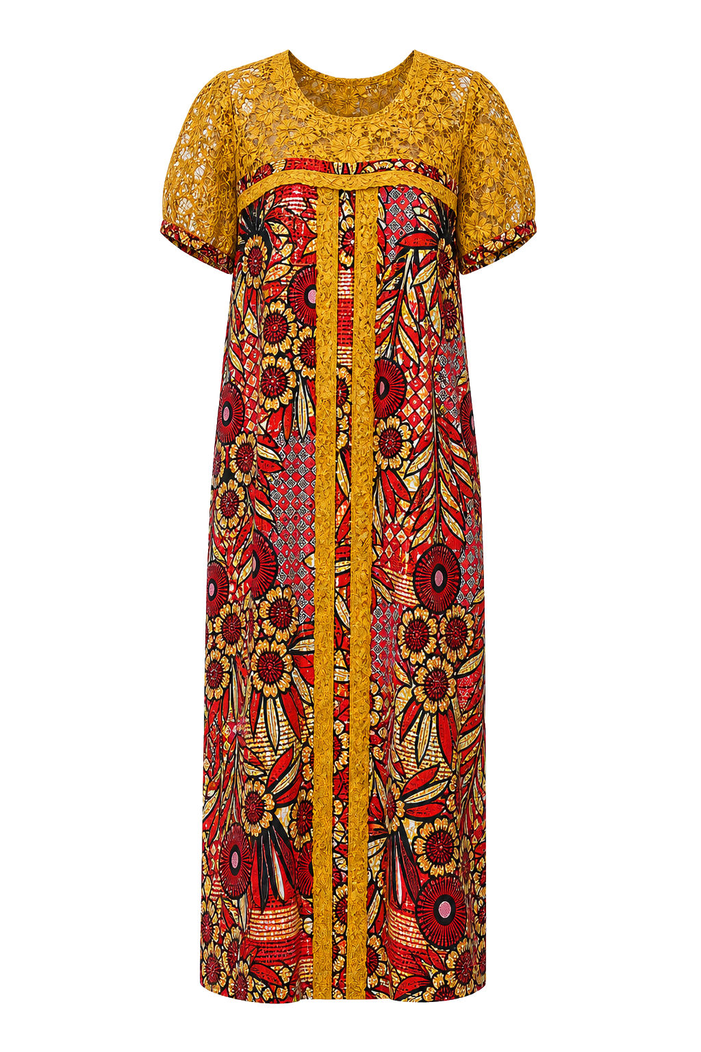 Robe dentelle or rouge