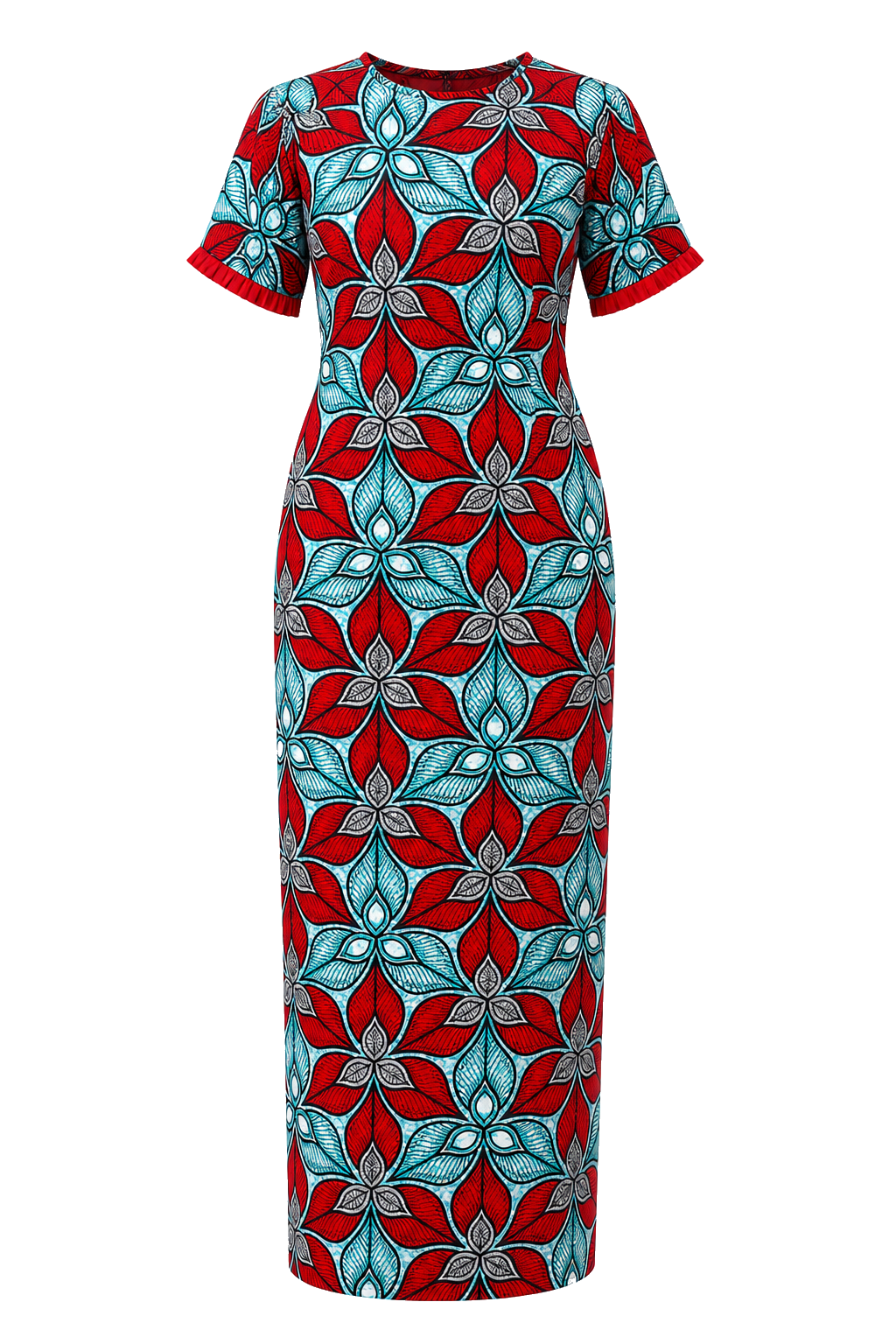 Robe rouge turquoise florale